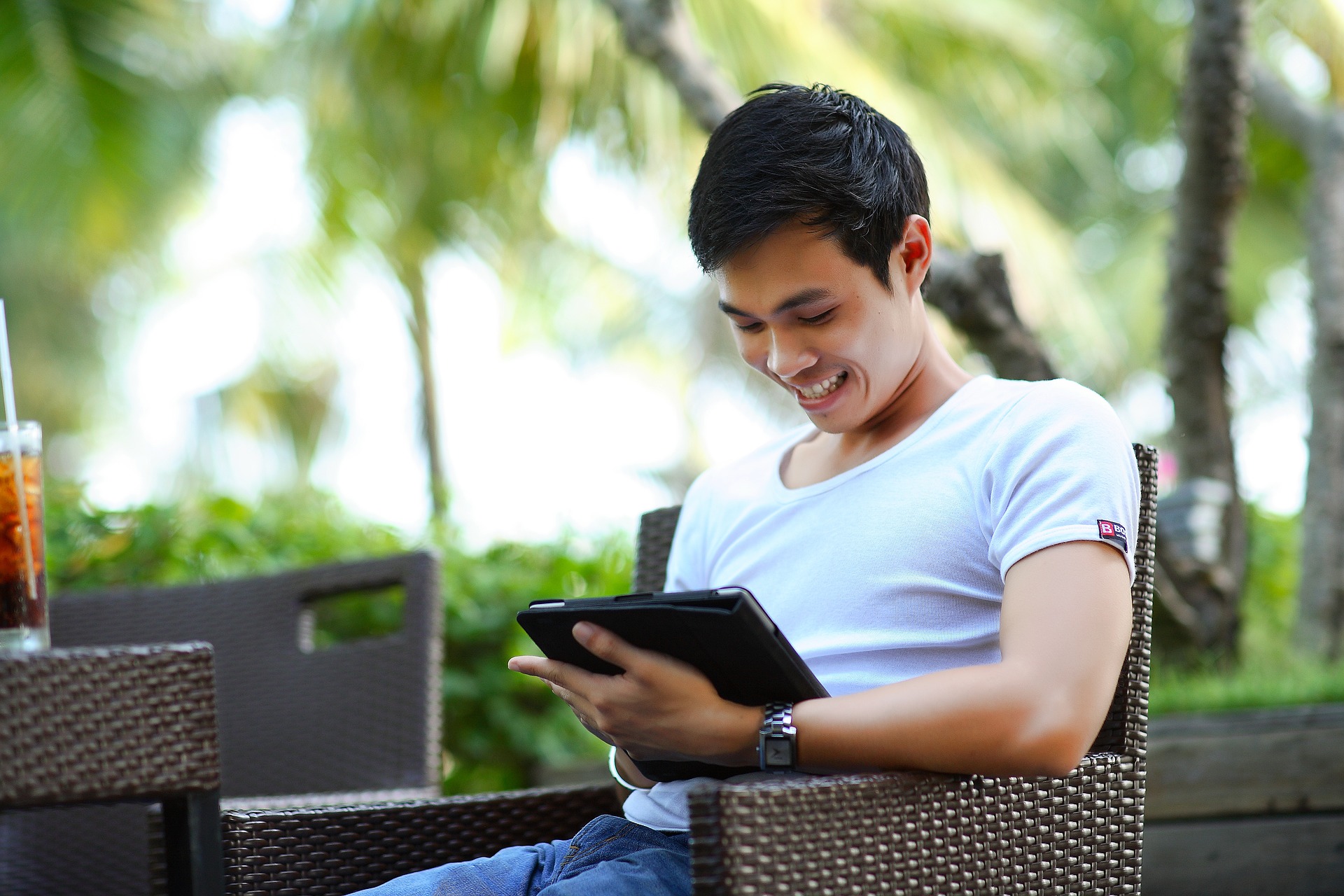 Millenial using a tablet