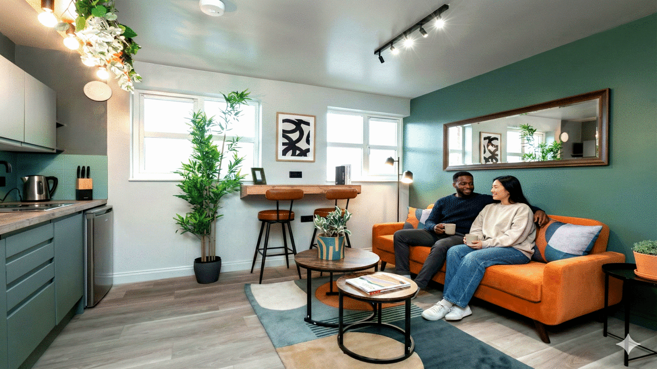 Young professionals settling into their fully furnished coliving home in Bicester
