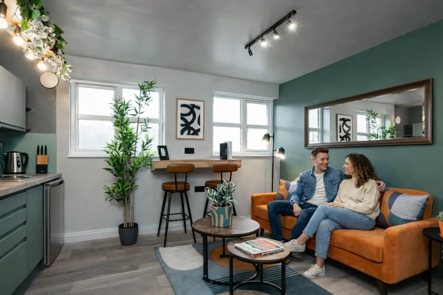 High-quality furnished living room in a modern Oxfordshire rental home