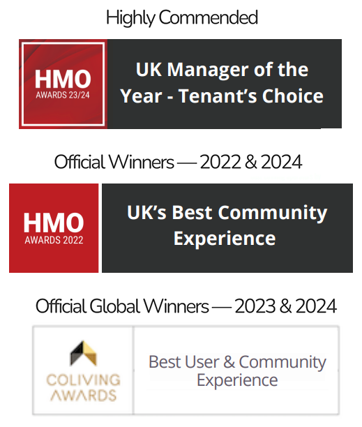 B-Hive Living awards recognition for UK's Best Community Experience and Coliving User Experience