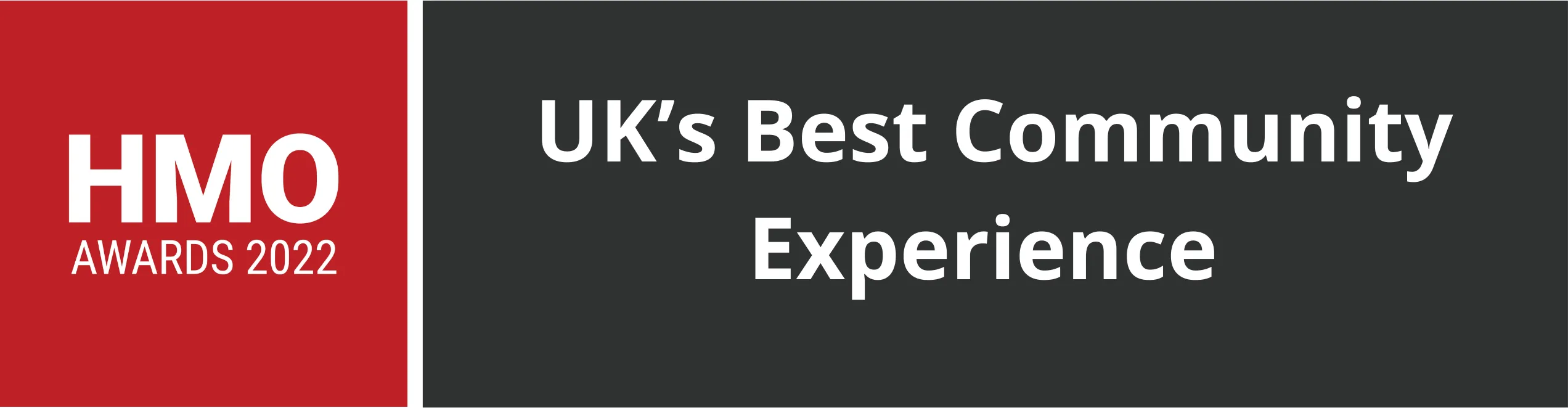 HMO Awards 2022 - UK's Best Community Experience award badge